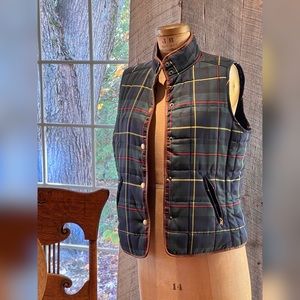 Ralph Lauren Plaid Vest with Leather Trim
